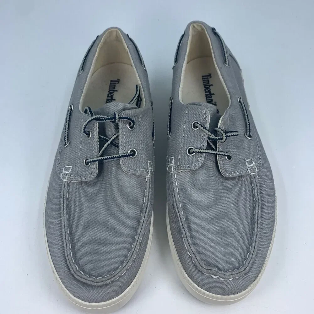 Timberland‎ Mens 7 Boat Deck Shoes Gray Canvas Outdoor Preppy Normcore Nautical